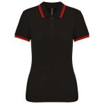 Kariban női rövidujjú galléros póló, Black/Red (KA273BL/RE)