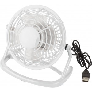 Manyag asztali ventiltor USB csatlakozval, fehr (rasztali felszerels)