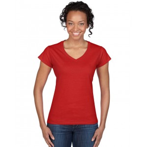 Gildan SoftStyle ni V-nyak pl, Red (T-shirt, pl, 90-100% pamut)